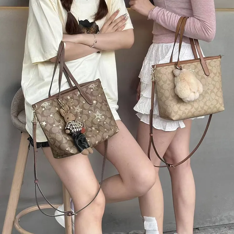 Lan Bao Fan Cow Leather Shopping Bag Accessory Women's Brown/Ecru-5