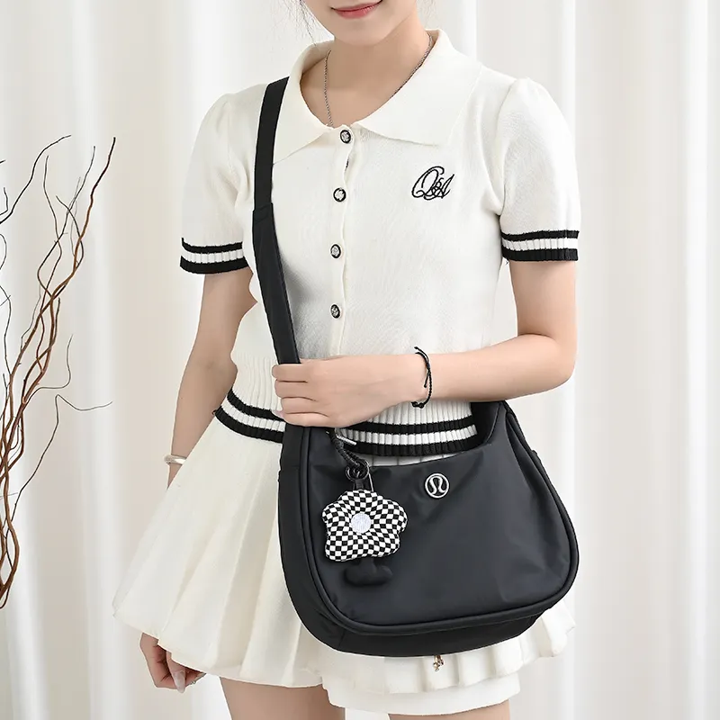 Lan Bao Fan Nylon Canvas Adjustable Conversion Extension Strap Shoulder Strap Crossbody Handbag Merch Unisex Black-8