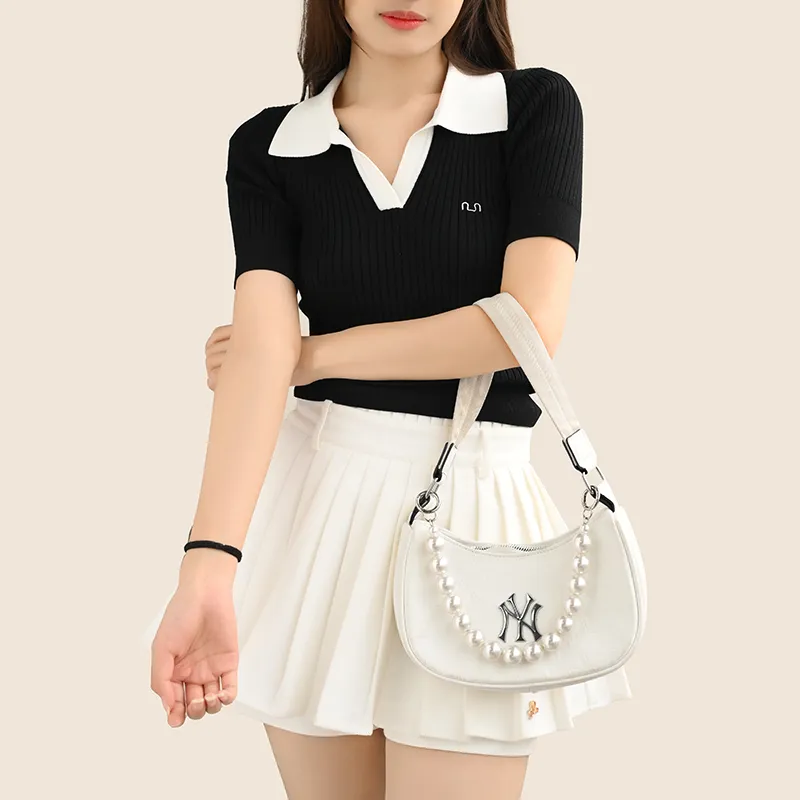 Lan Bao Fan Metal, Alloy Women's Bag With Pearl Decorative Chain Women's Silver-14