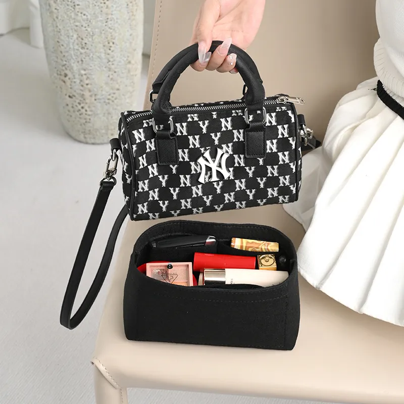 Lan Bao Fan Felt, Cow Leather Bag Accessory Women's Black-7