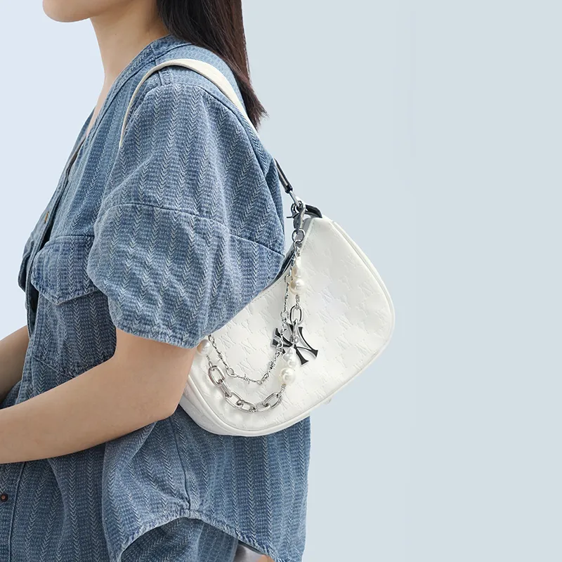 Lan Bao Fan Metal, Alloy Women's Bag With Pearl Decorative Chain Women's Silver-19