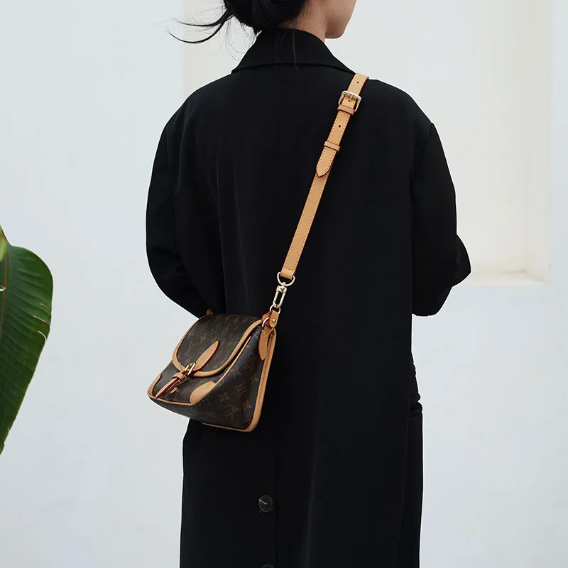 Lan Bao Fan Cow Leather Baguette Bag, Shoulder Bag, Crossbody Bag, Bag Strap Accessories Women's Beeswax Color-6