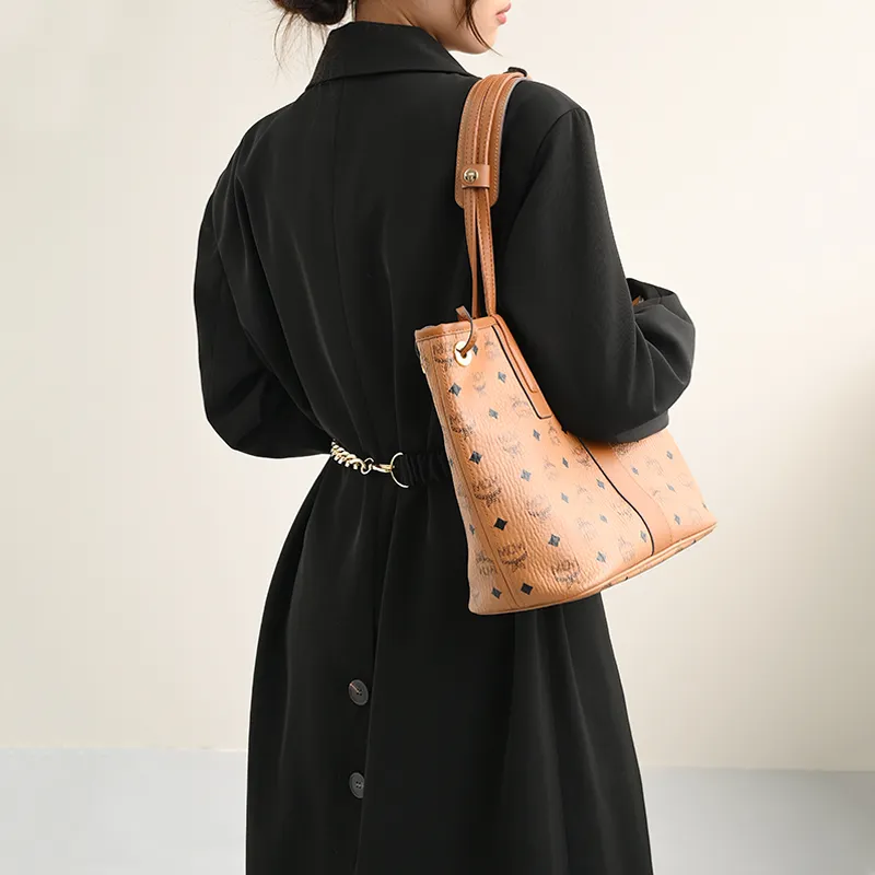 Lan Bao Fan Microfiber Leather Bag Insert Women's Beige/Brown-5