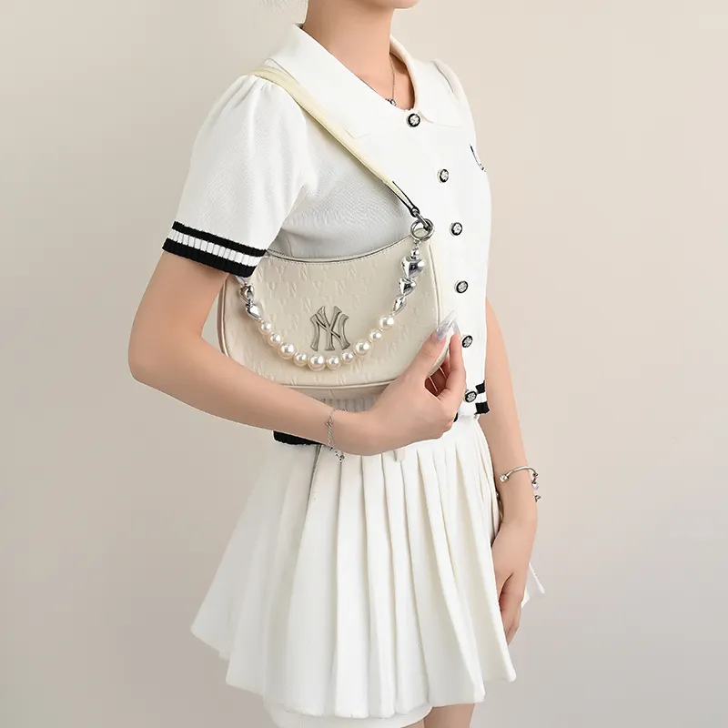 Lan Bao Fan Metal, Alloy Women's Bag With Pearl Decorative Chain Women's Silver-7