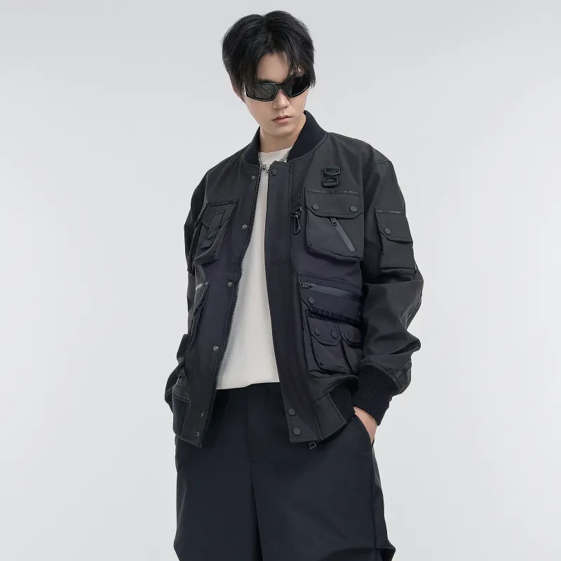 VIP Multi Pocket Tactical Flight Jacket Unisex Black-4