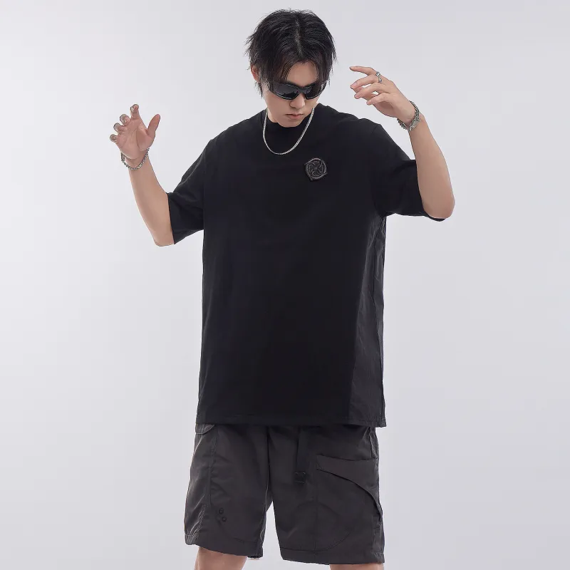 VIP Dart Embroidery Badge Short Sleeved T Shirts Unisex Black-7