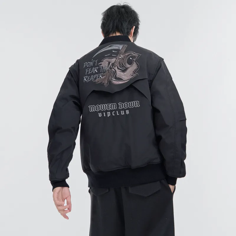 VIP Embroidery Workwear Multi Pocket Baseball Collar Padded And Thickened Puffer Jacket Coat Unisex Black-6