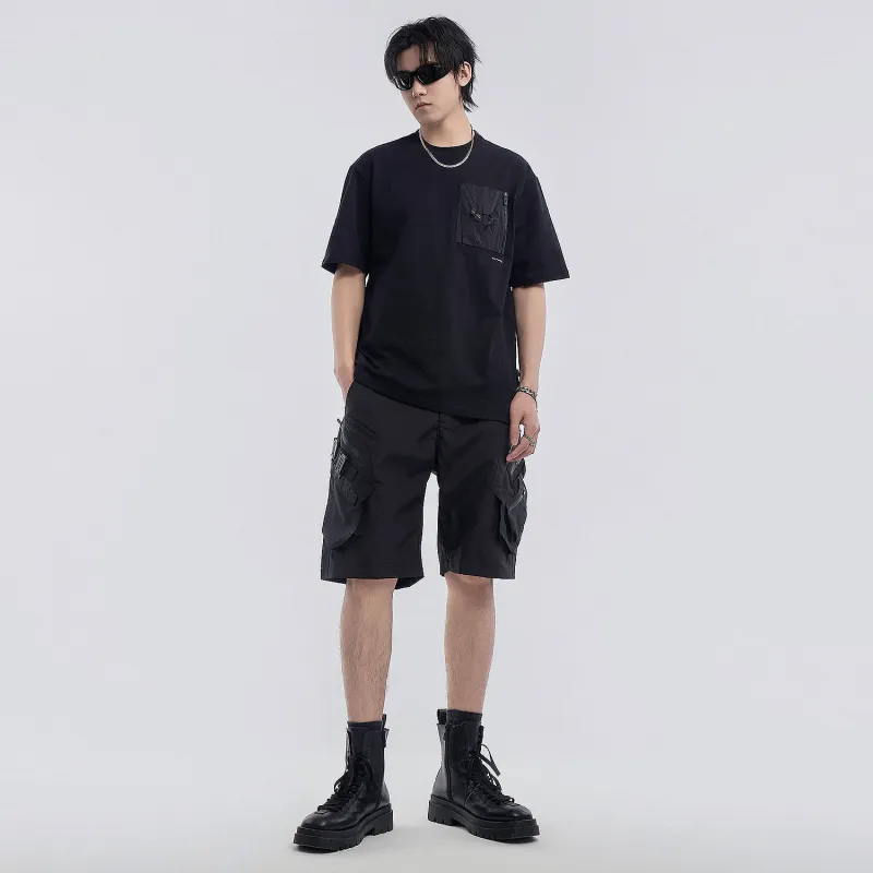 VIP Workwear 3D Effect Pocket Loose Fit Mountain Series Short Sleeved T Shirts Unisex Black-3
