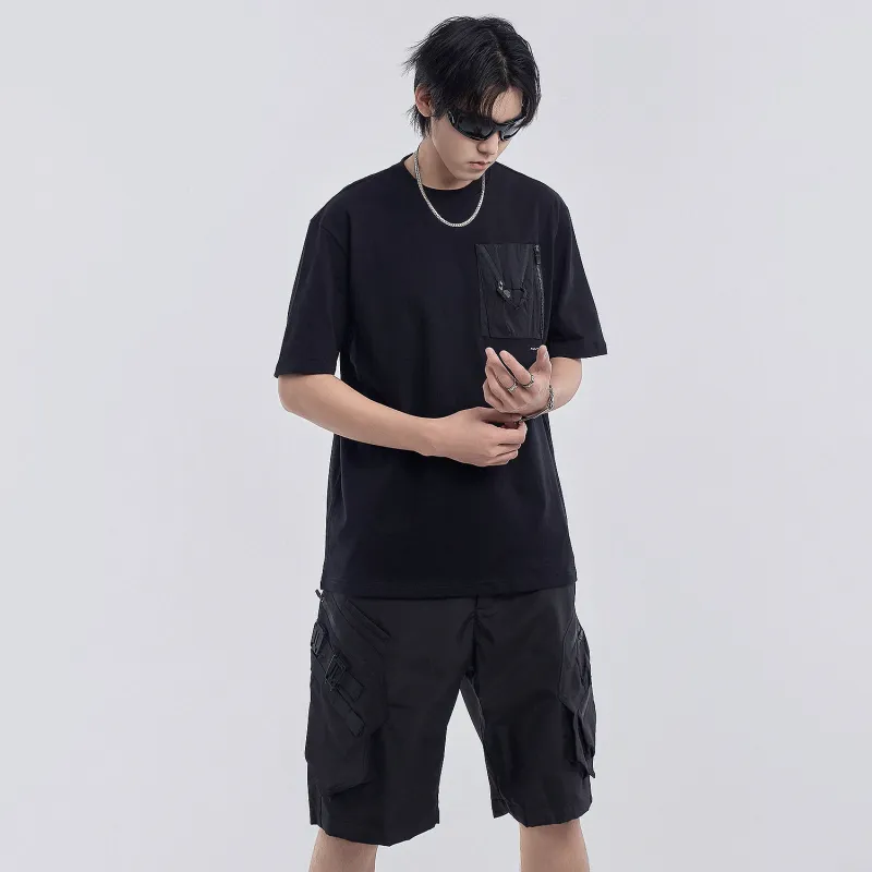 VIP Workwear 3D Effect Pocket Loose Fit Mountain Series Short Sleeved T Shirts Unisex Black-5