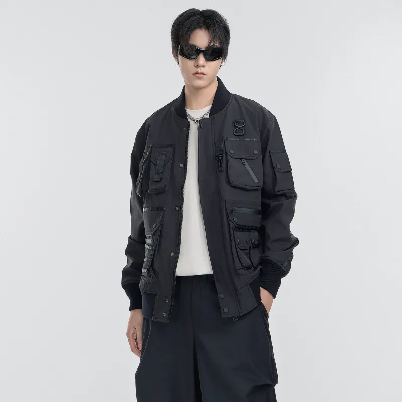 VIP Multi Pocket Tactical Flight Jacket Unisex Black-3
