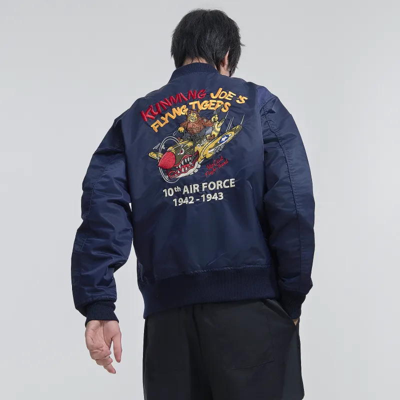 VIP Letter Pattern Embroidered Loose Fit Pilot Jackets & Coats Men's-6