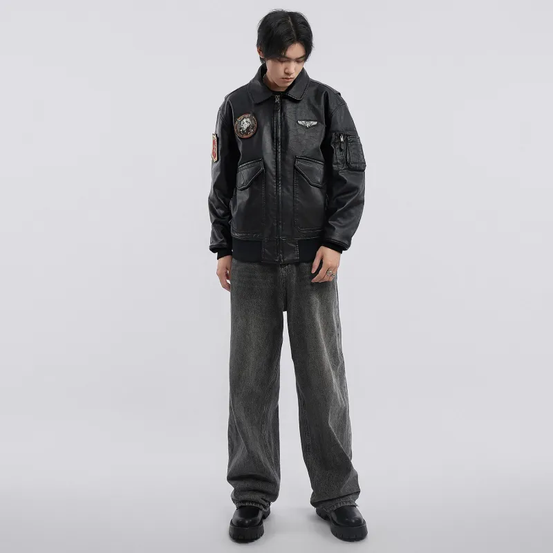 VIP Detachable Fur Collar Biker Leather Jacket With Thickened Warm Puffer Jacket Men's-5
