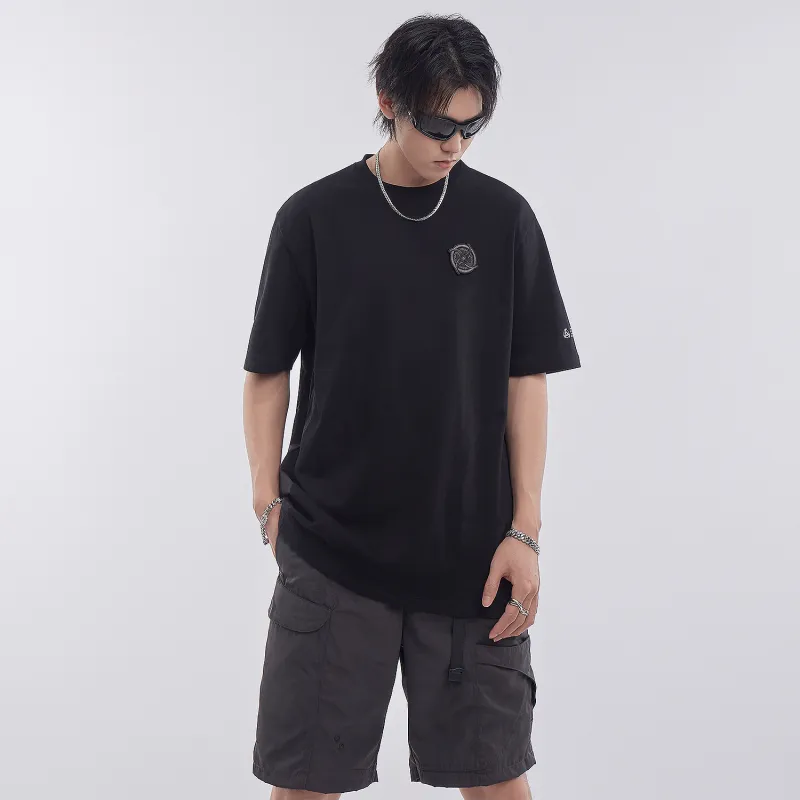 VIP Dart Embroidery Badge Short Sleeved T Shirts Unisex Black-5