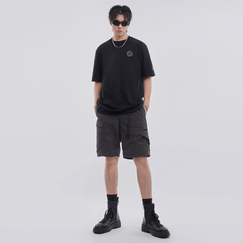 VIP Dart Embroidery Badge Short Sleeved T Shirts Unisex Black-2