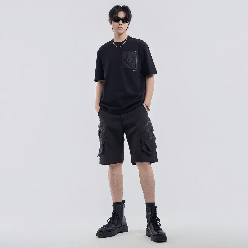 VIP Workwear 3D Effect Pocket Loose Fit Mountain Series Short Sleeved T Shirts Unisex Black-2
