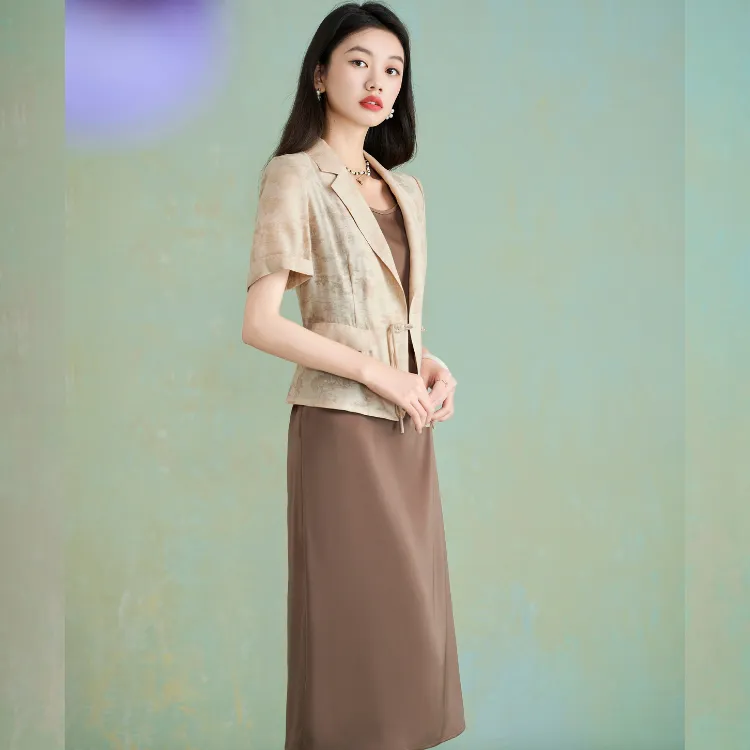 Mylan Two Piece Skirt Sets Women's Khaki-5