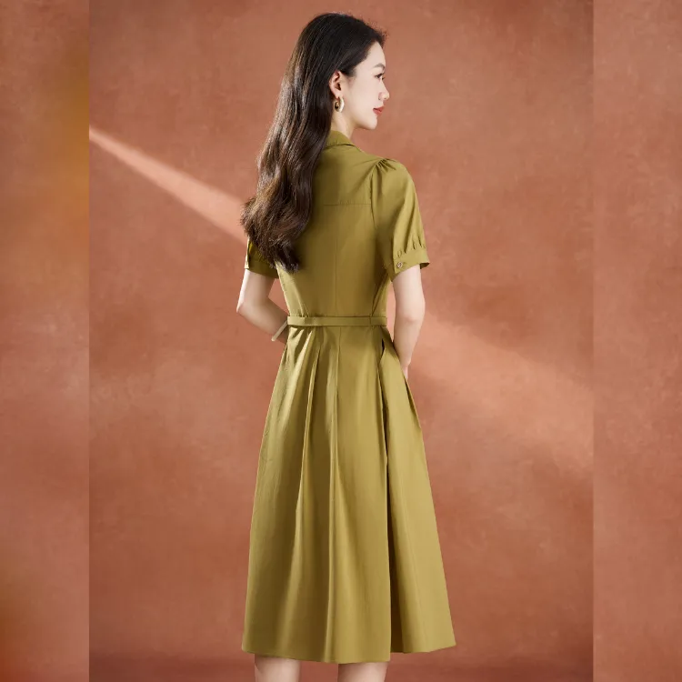 Mylan Short Sleeved Dresses Women's Khaki-3
