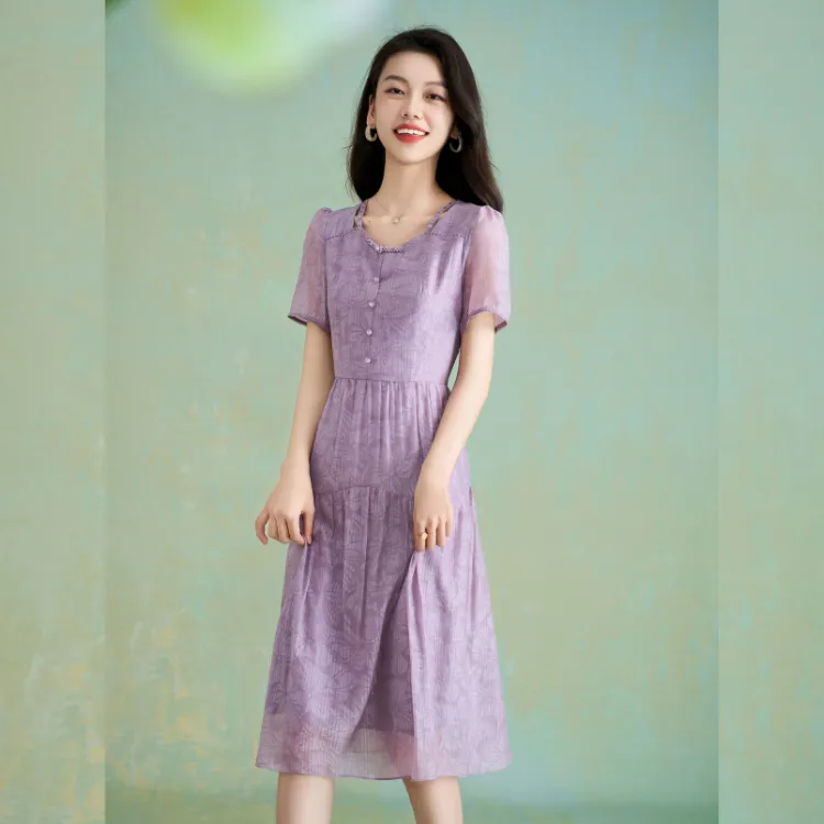 Mylan Short Sleeved Dress Women's Purple-4