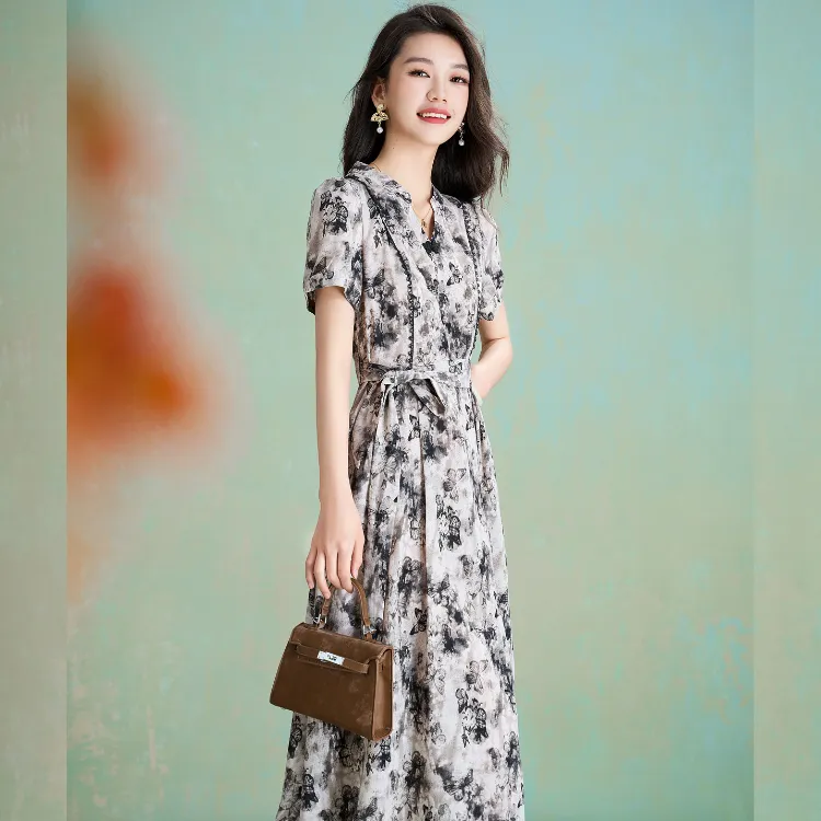 Mylan Short Sleeved Dress Women's Black Floral-4