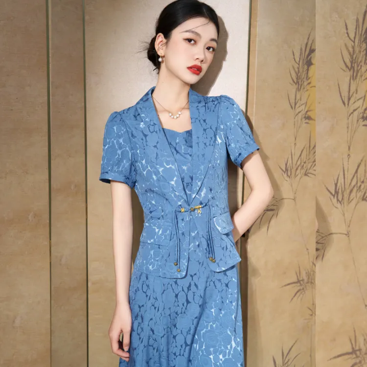 Mylan Two Piece Skirt Sets Women's Blue-4