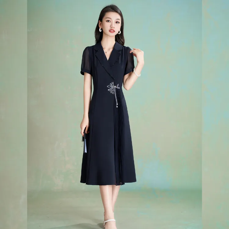 Mylan Short Sleeved Dress Women's Navy Blue-5