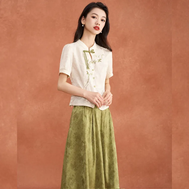 Mylan Two Piece Skirt Sets Women's Green-4