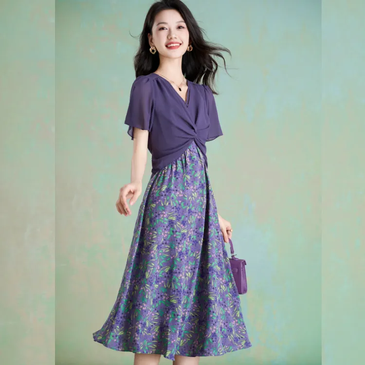 Mylan Short Sleeved Dresses Women's Purple-4