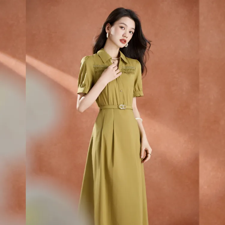 Mylan Short Sleeved Dresses Women's Khaki-4