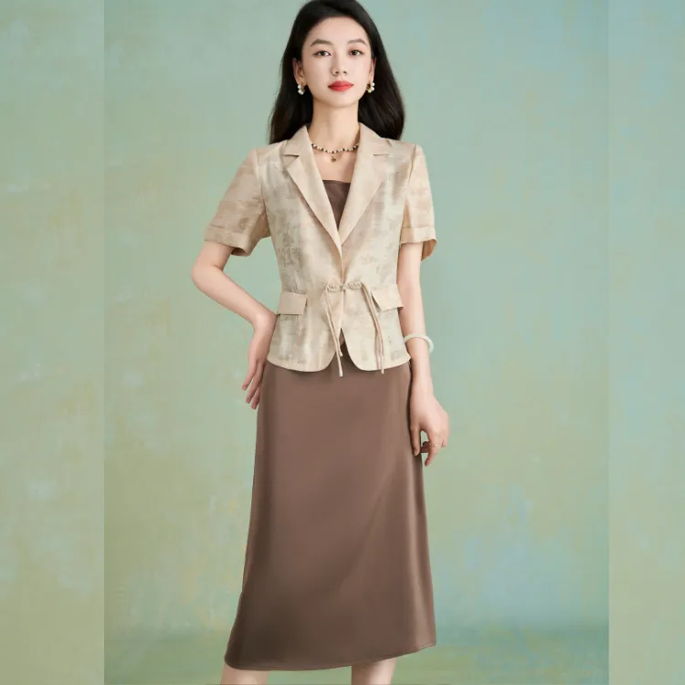 Mylan Two Piece Skirt Sets Women's Khaki-4