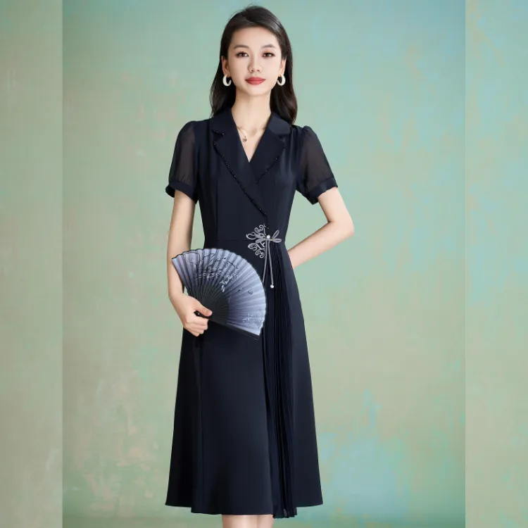 Mylan Short Sleeved Dress Women's Navy Blue-6