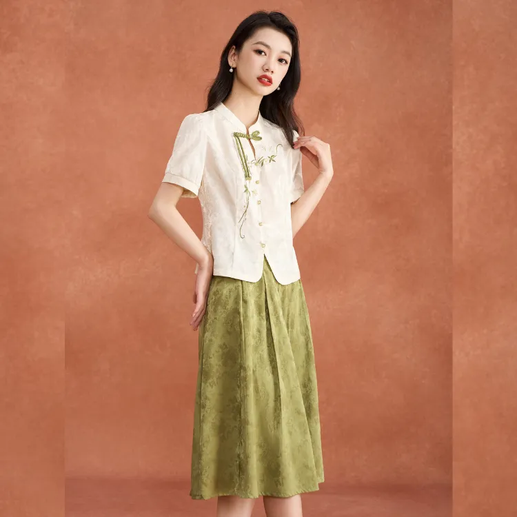 Mylan Two Piece Skirt Sets Women's Green-6