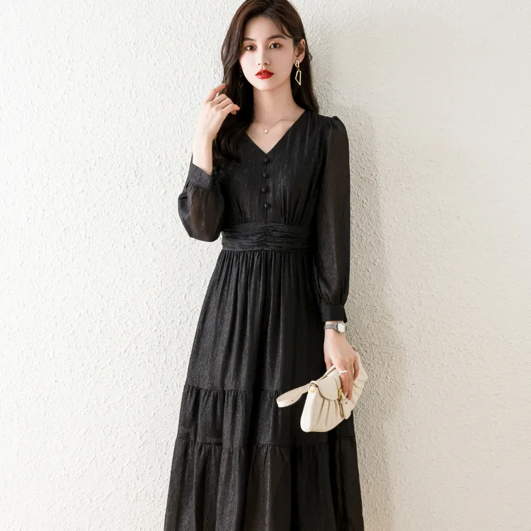 Mylan Long Sleeved Dress Women's Black-1