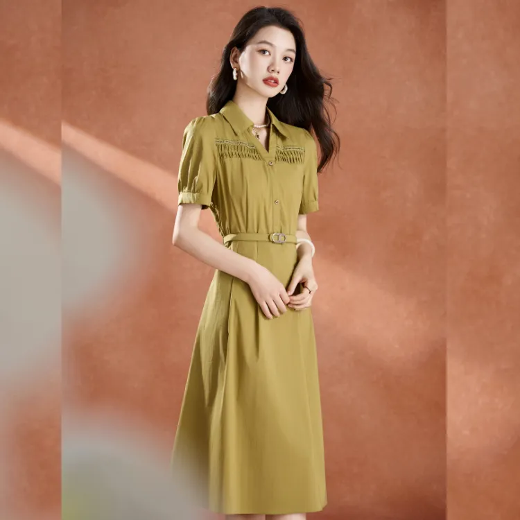 Mylan Short Sleeved Dresses Women's Khaki-6