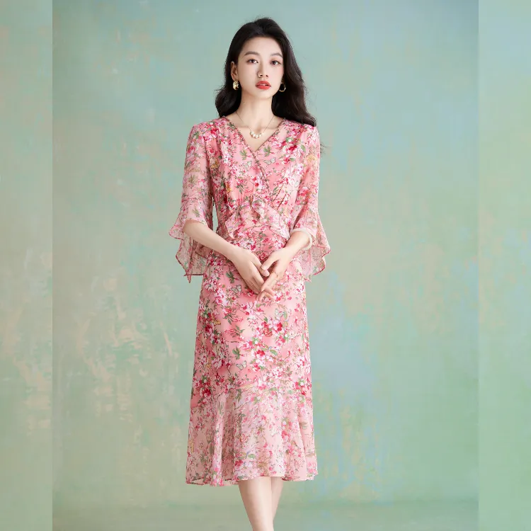 Mylan Early Autumn Elegant Short Sleeved Dresses Women's-2