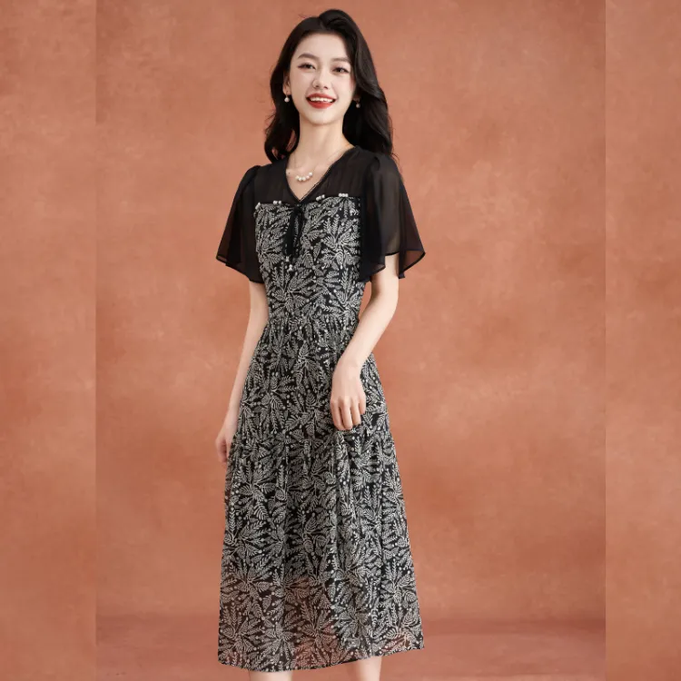 Mylan Short Sleeved Dresses Women's Black-4