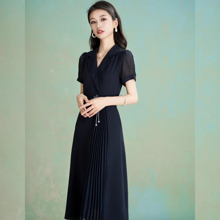Mylan Short Sleeved Dress Women's Navy Blue-3