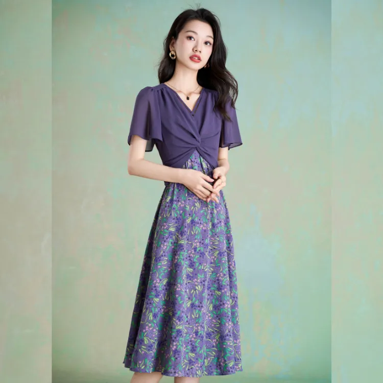 Mylan Short Sleeved Dresses Women's Purple-5