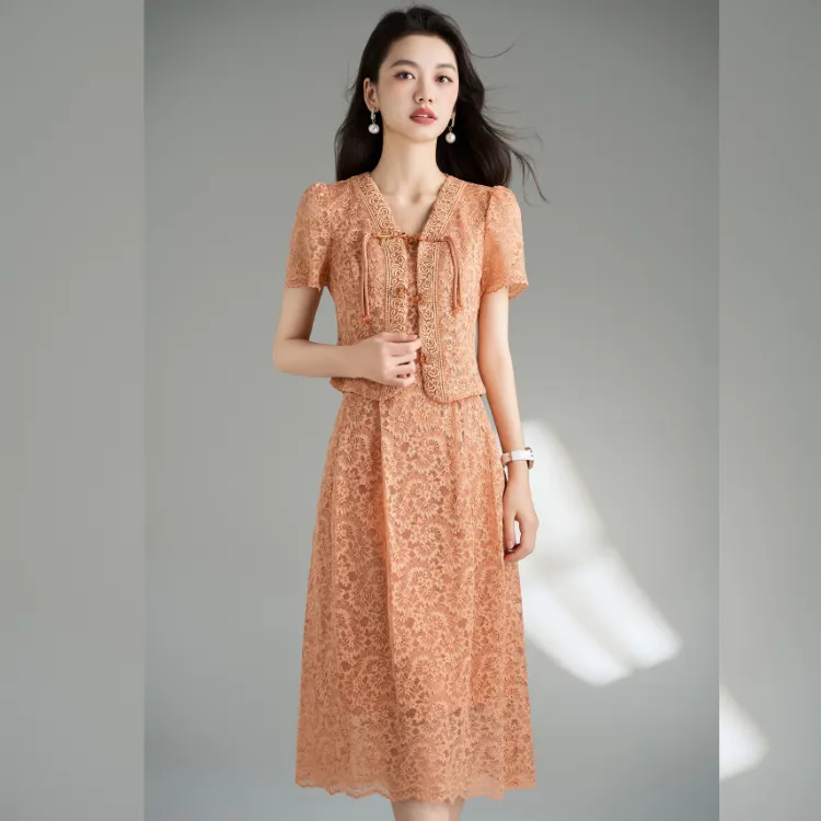 Mylan Early Autumn Skirt Set Women's Orange-2