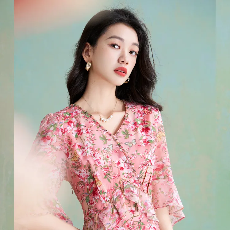 Mylan Early Autumn Elegant Short Sleeved Dresses Women's-5