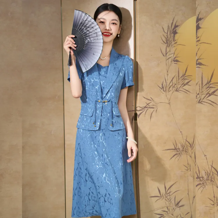 Mylan Two Piece Skirt Sets Women's Blue-6