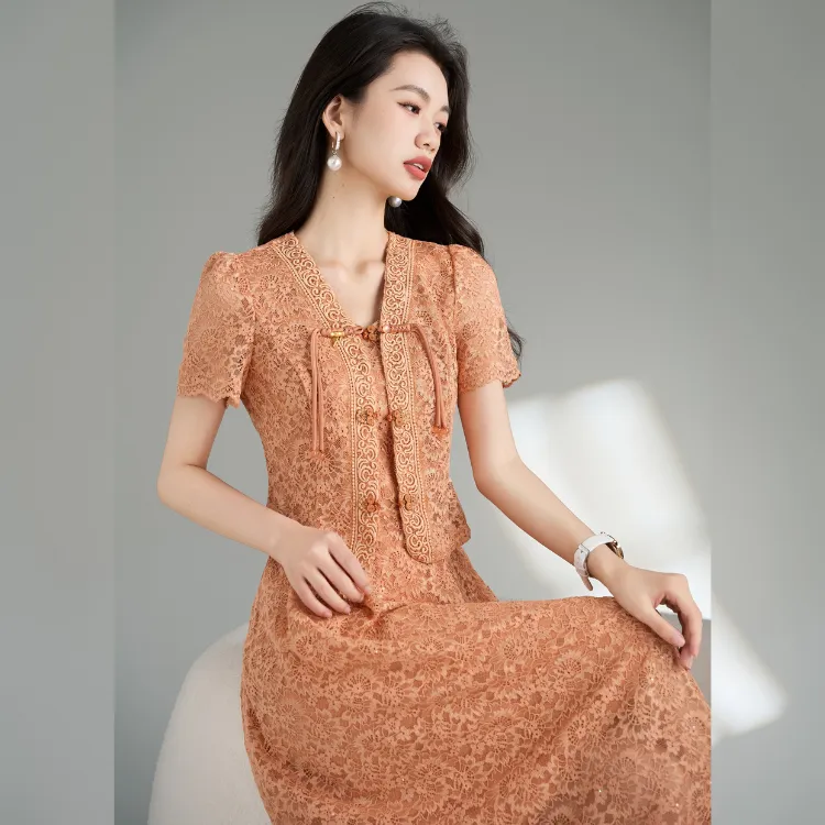 Mylan Early Autumn Skirt Set Women's Orange-5