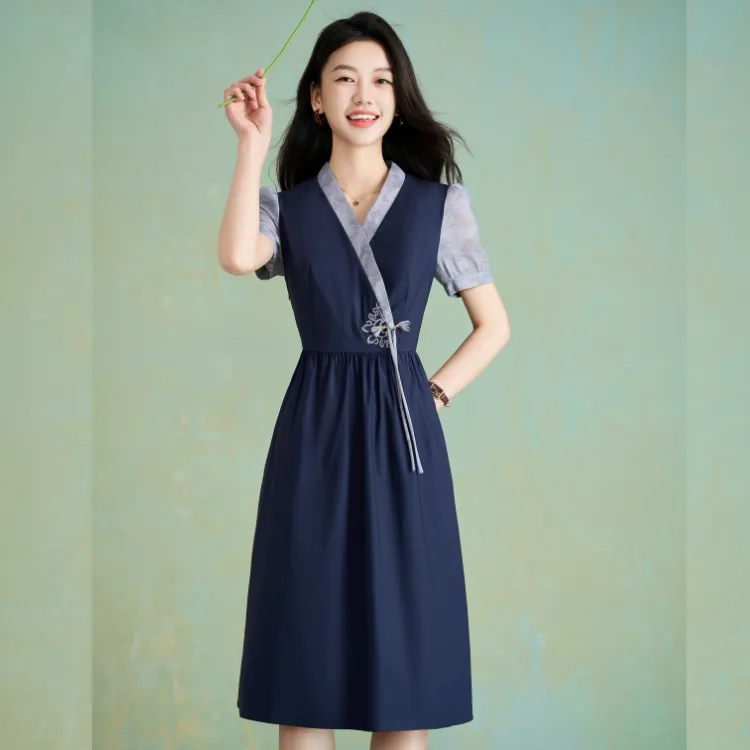 Mylan Short Sleeved Dresses Women's Navy Blue-4