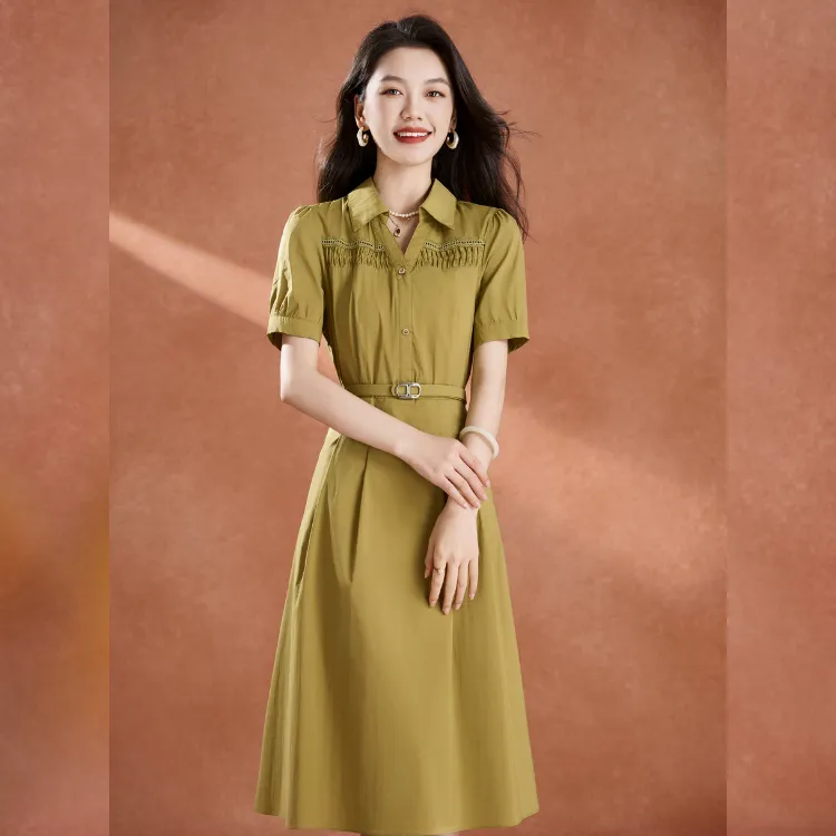 Mylan Short Sleeved Dresses Women's Khaki-5
