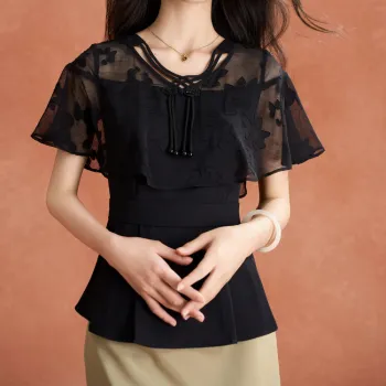 Mylan Chiffon Shirts Women's Black