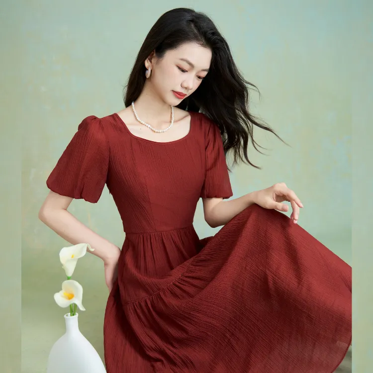 Mylan Short Sleeved Dress Women's Red-2