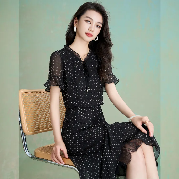 Mylan Short Sleeved Dresses Women's Black-2