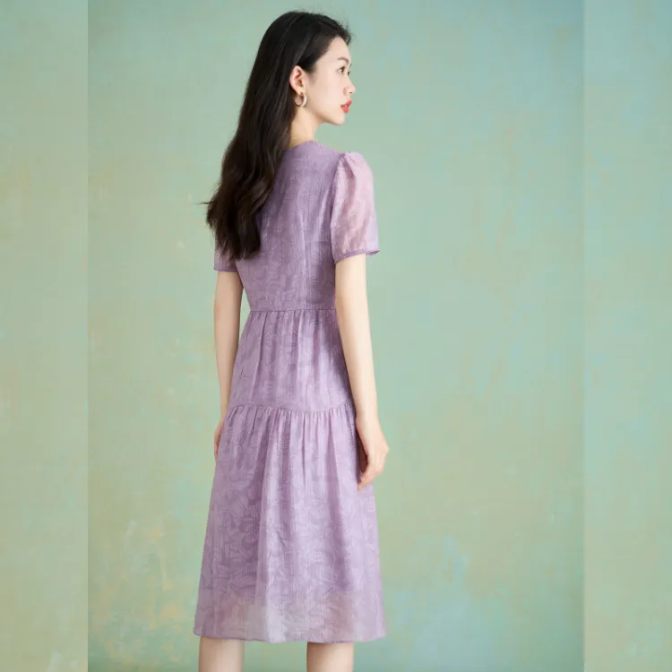 Mylan Short Sleeved Dress Women's Purple-2
