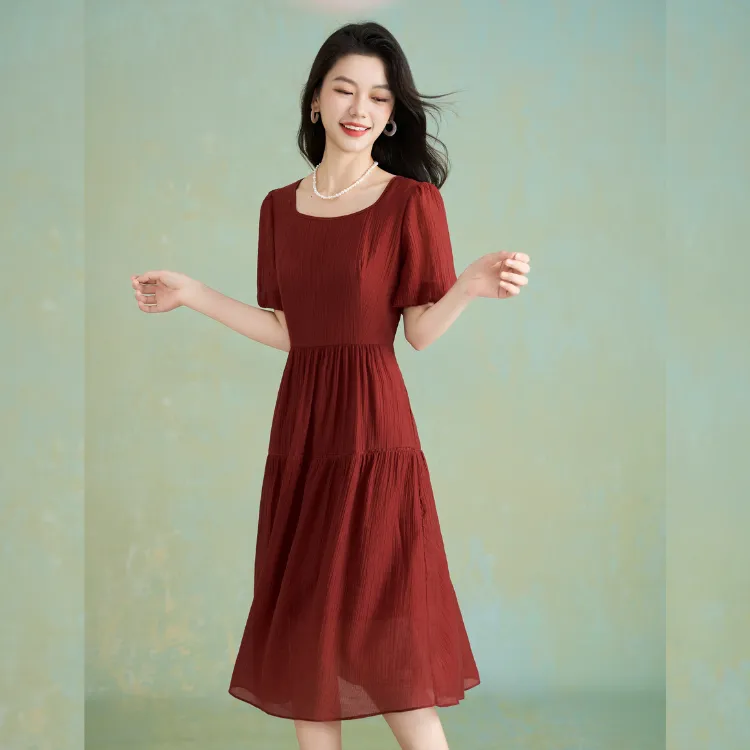 Mylan Short Sleeved Dress Women's Red-4
