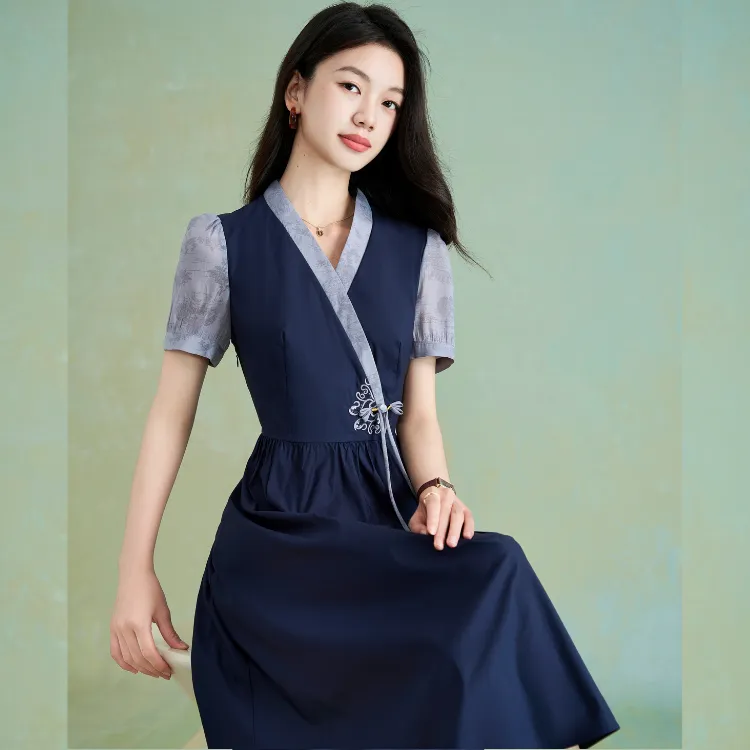 Mylan Short Sleeved Dresses Women's Navy Blue-2