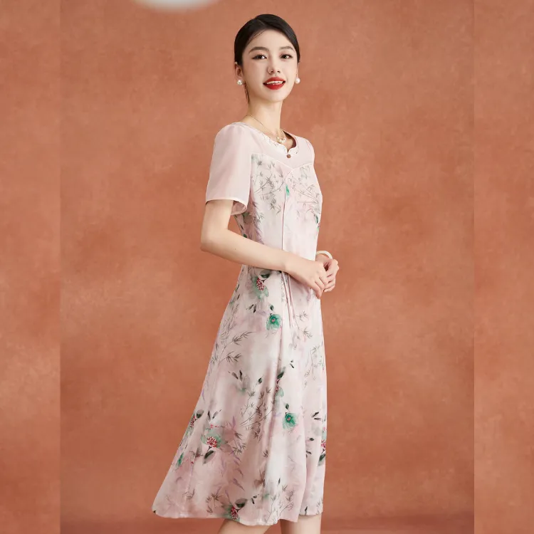 Mylan Short Sleeved Dress Women's Pink-4
